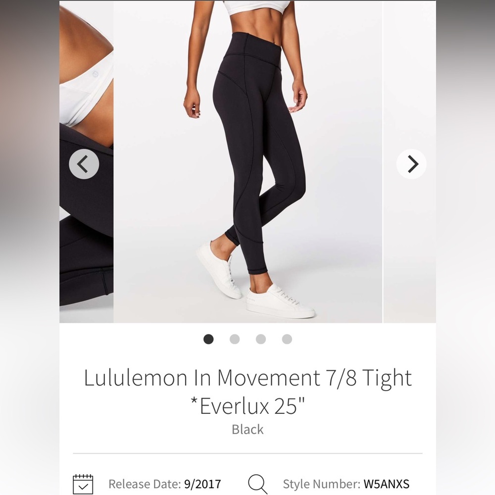 LULULEMON In Movement 7/8 Tight *Everlux 25"
Black 8 EUC